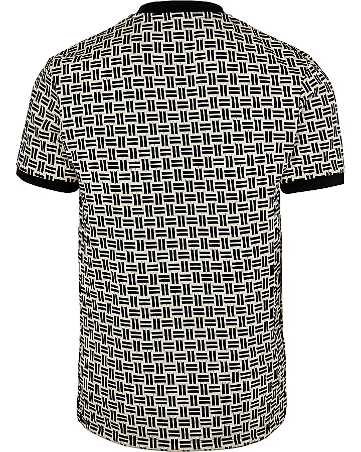Stone geometric print slim fit t-shirt
