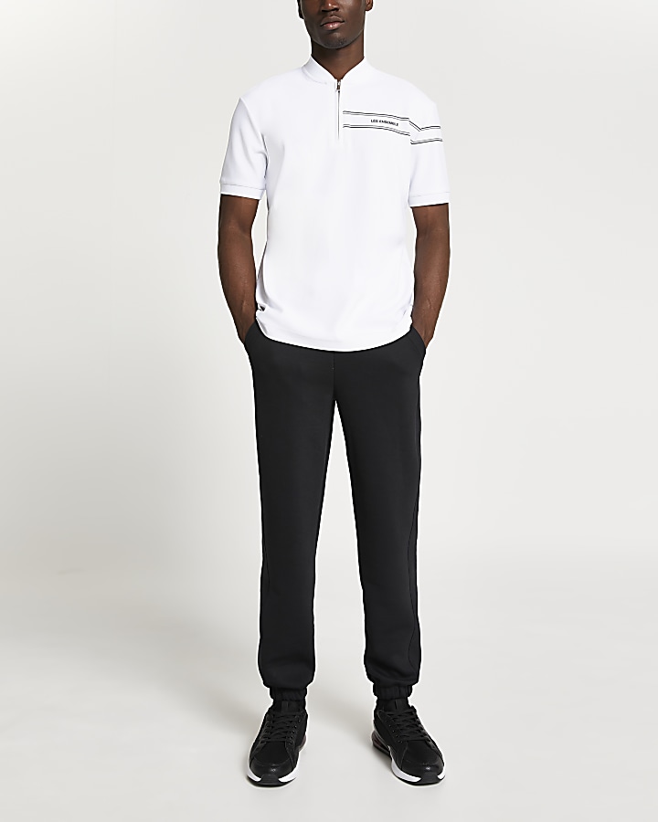 White slim fit short sleeve polo shirt