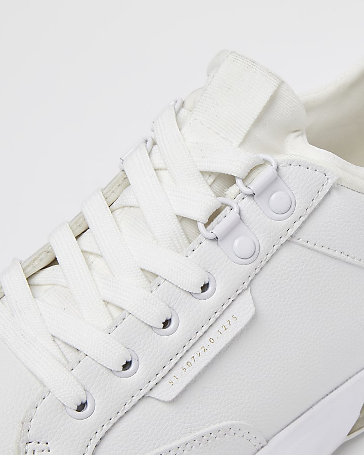 White bubble lace up runner trainers
