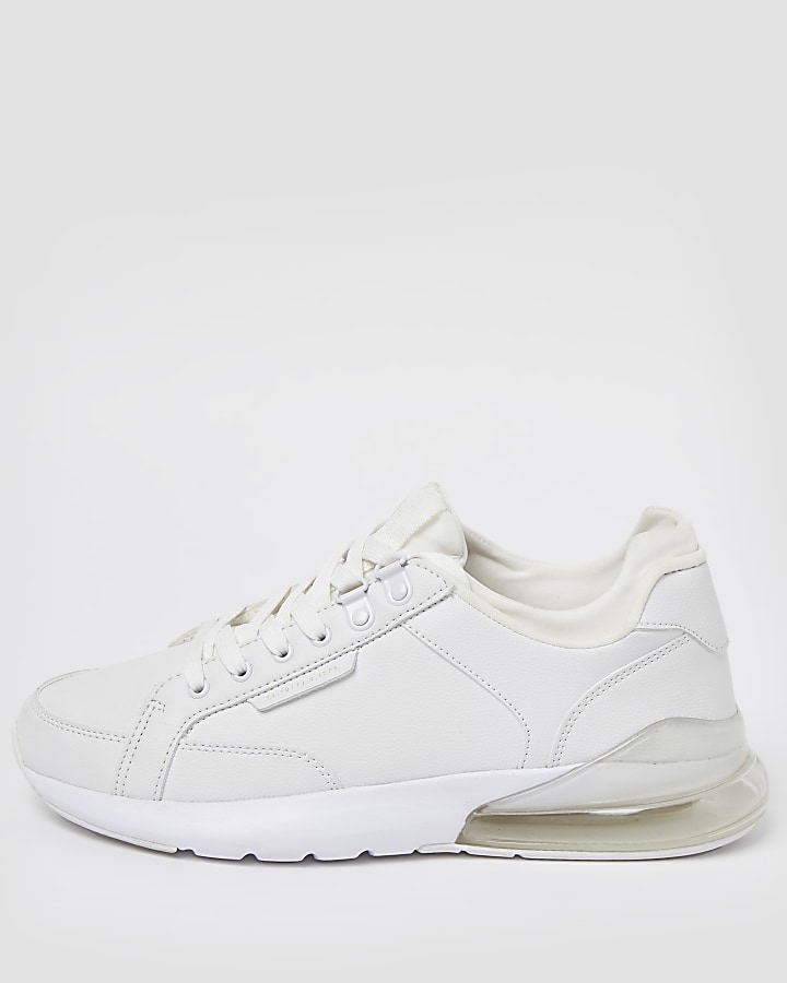 White bubble lace up runner trainers