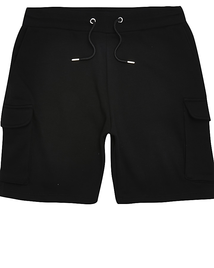 Black slim fit cargo shorts