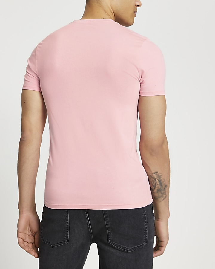 Pink muscle fit short sleeve t-shirt