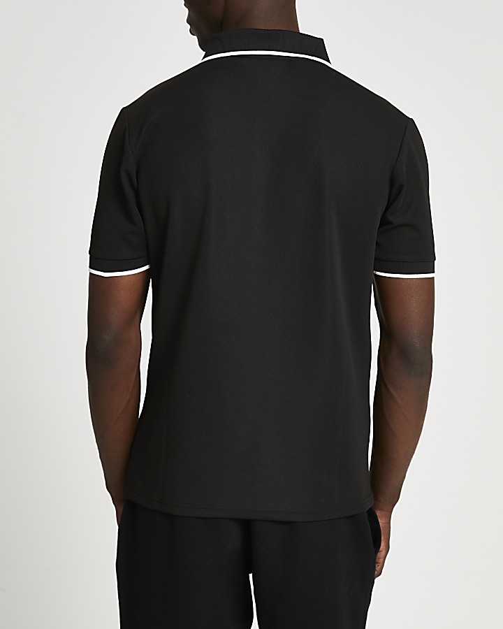 Black RI slim fit short sleeve polo shirt