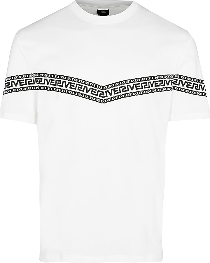 White Greek river stripe t-shirt
