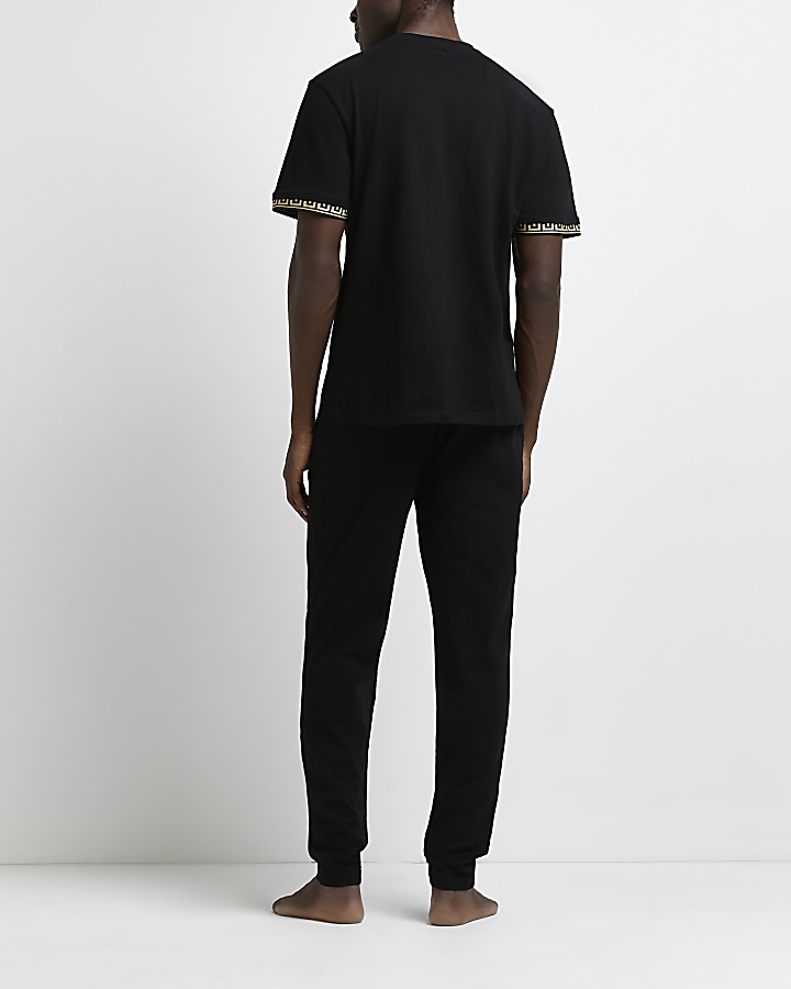 Black Greek t-shirt and jogger pyjama set