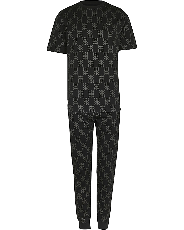 Black RR foil monogram pyjama set