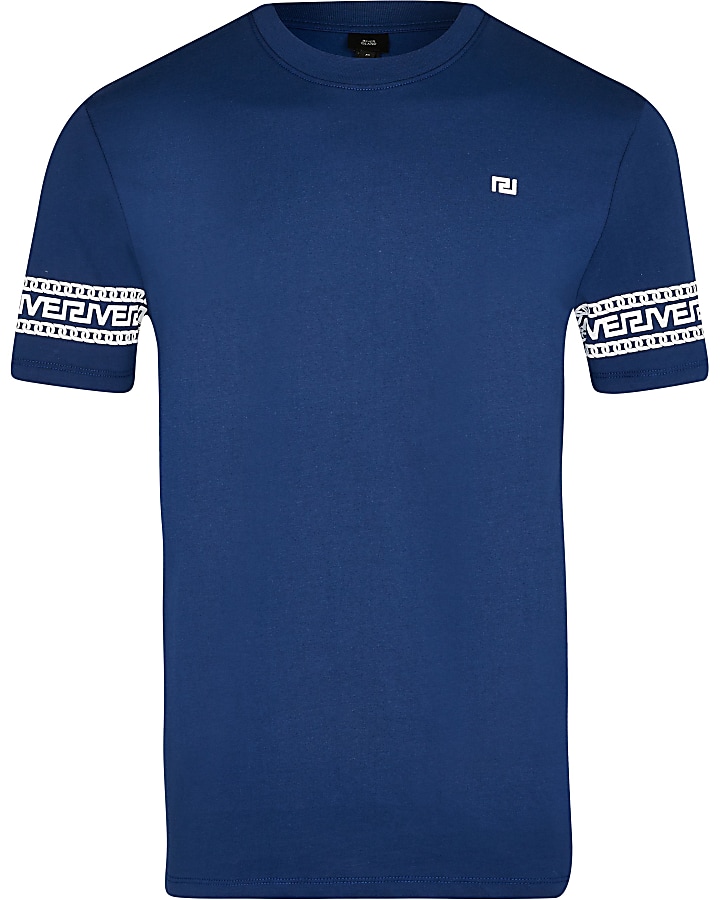 Big & Tall blue Greek river block t-shirt