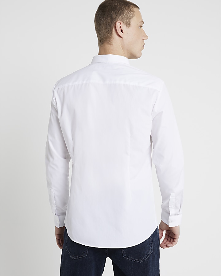 White slim fit long sleeve shirt | River Island