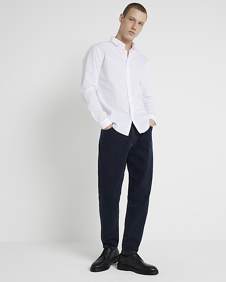 White slim fit long sleeve shirt | River Island