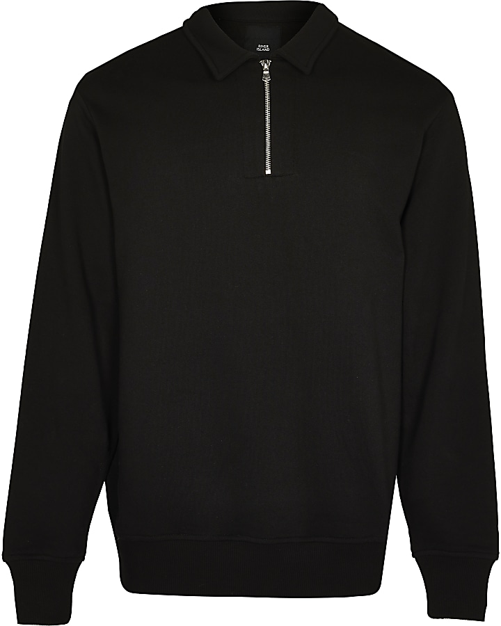 Black long sleeve zip detail sweatshirt