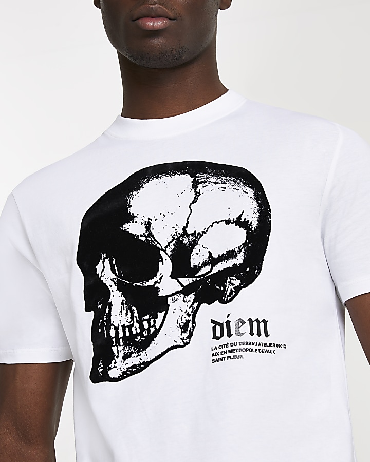 White skull graphic slim fit t-shirt
