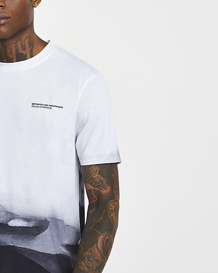 Grey slim fit graphic print t-shirt