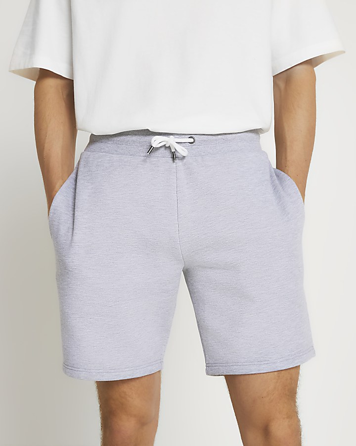 Grey slim fit jersey shorts