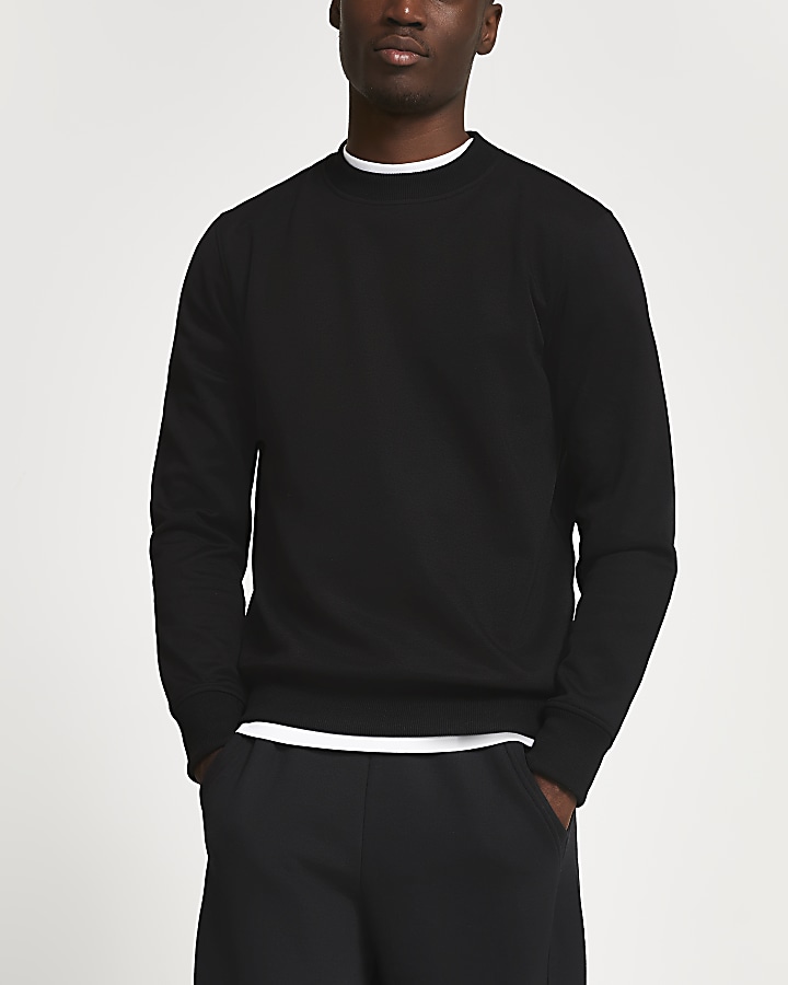 Black premium slim fit sweatshirt