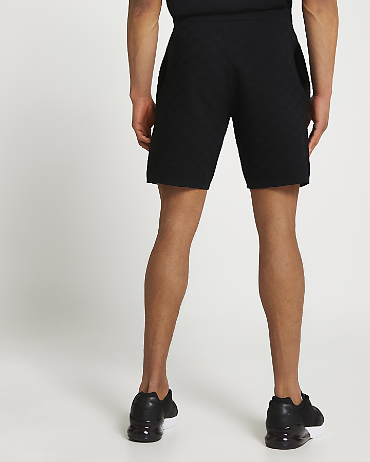Black RR monogram slim fit shorts