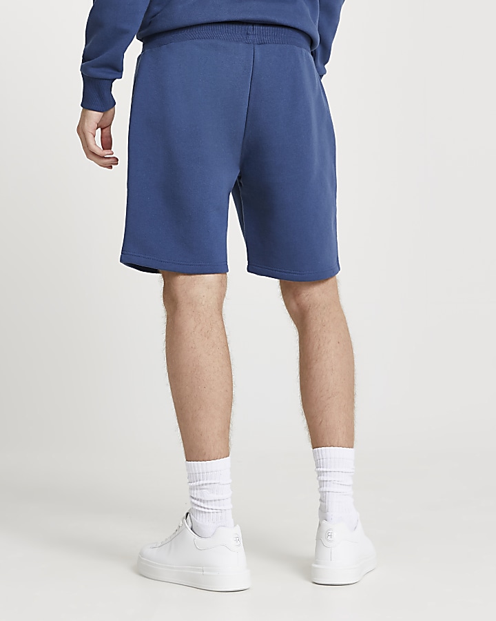 Blue RI branded slim fit jersey shorts