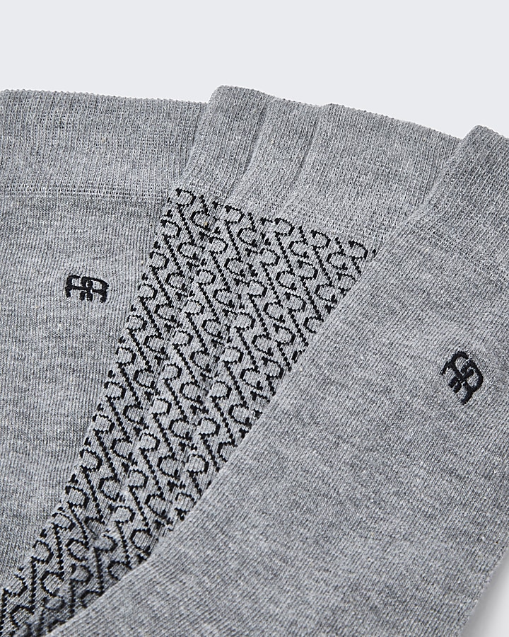 Grey RR monogram socks 5 pack