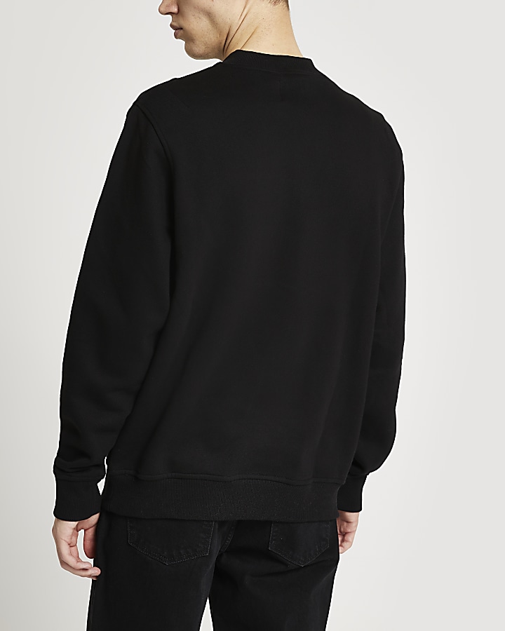 Black long sleeve zip detail sweatshirt