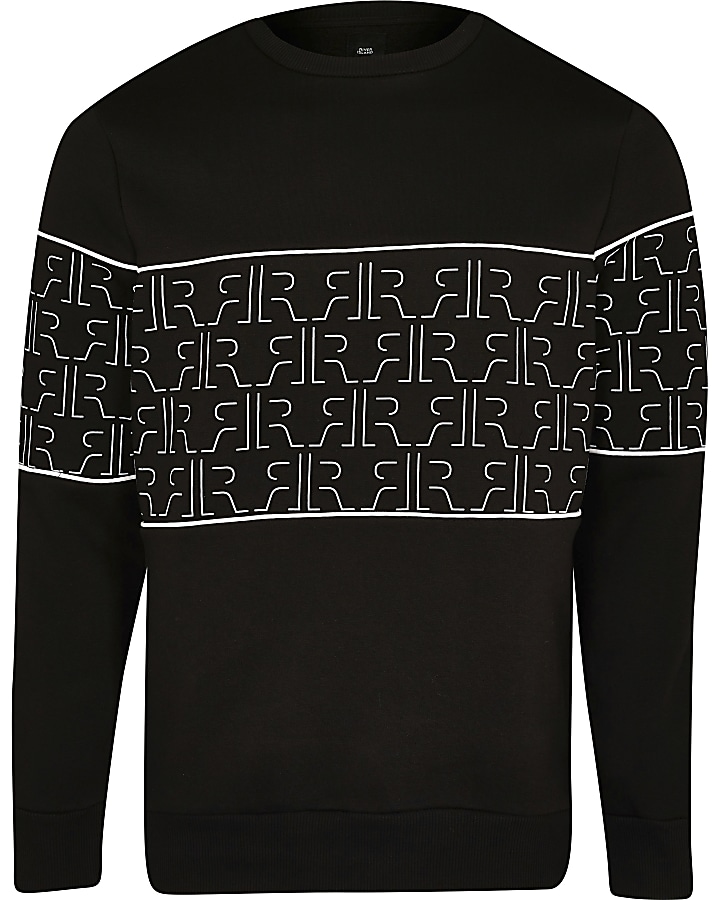 Black RR Monogram blocked sweatshirt