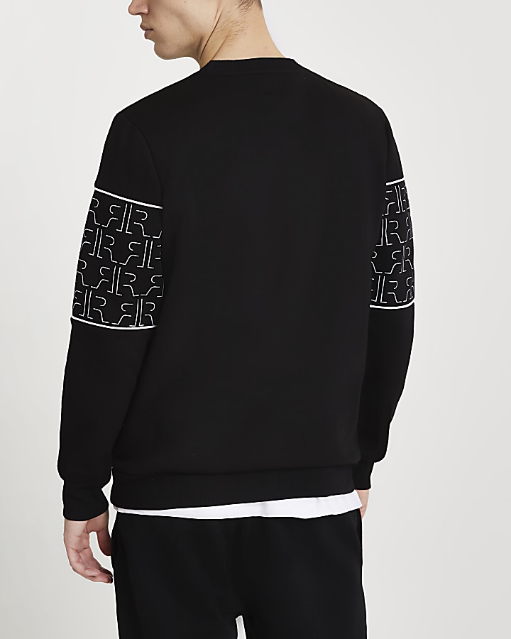 Black RR Monogram blocked sweatshirt