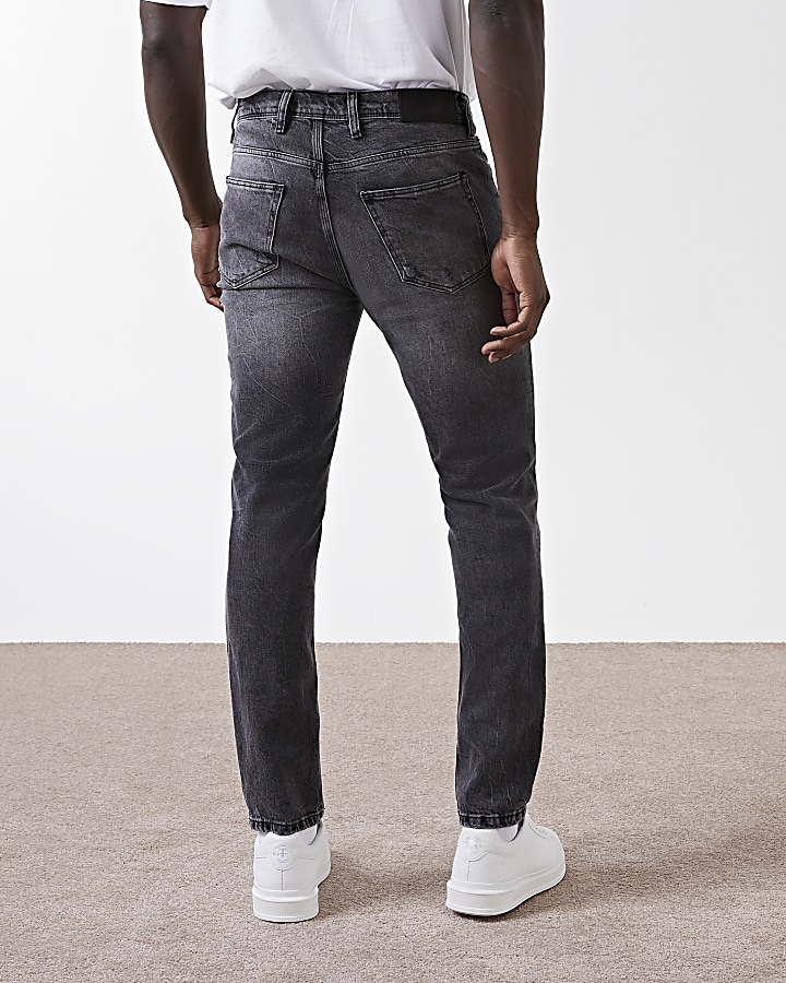 Black washed ripped slim fit jeans