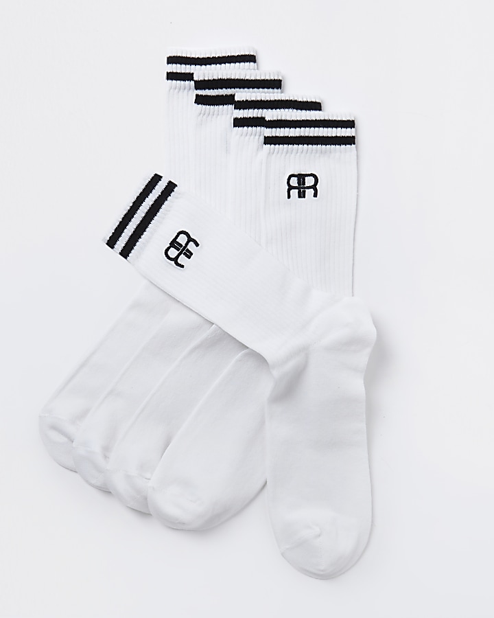 White RR stripe tube socks 5 pack