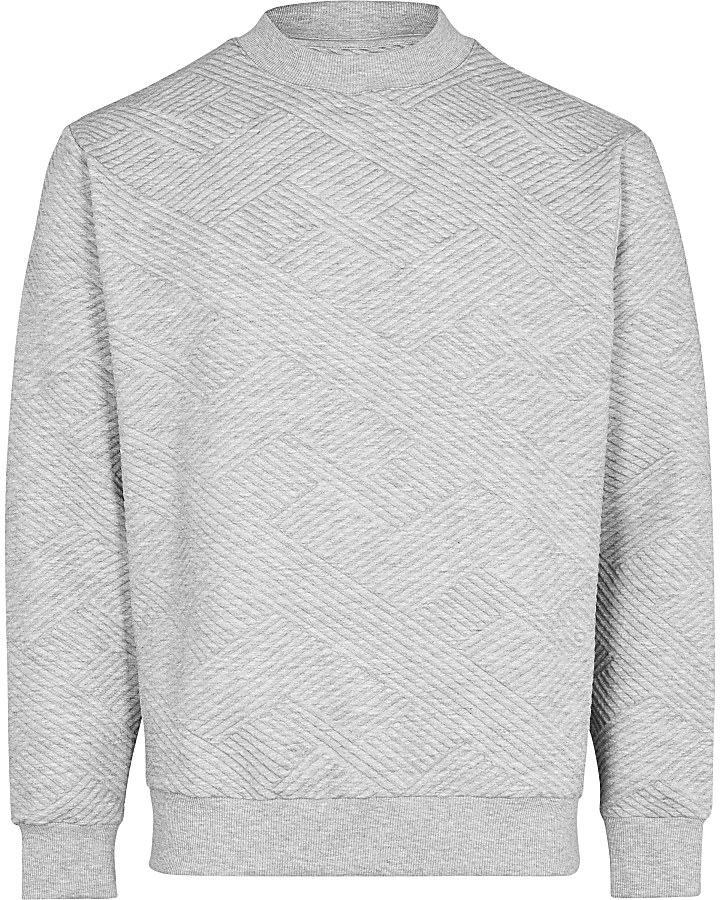 Grey chevron textured sweatshirt