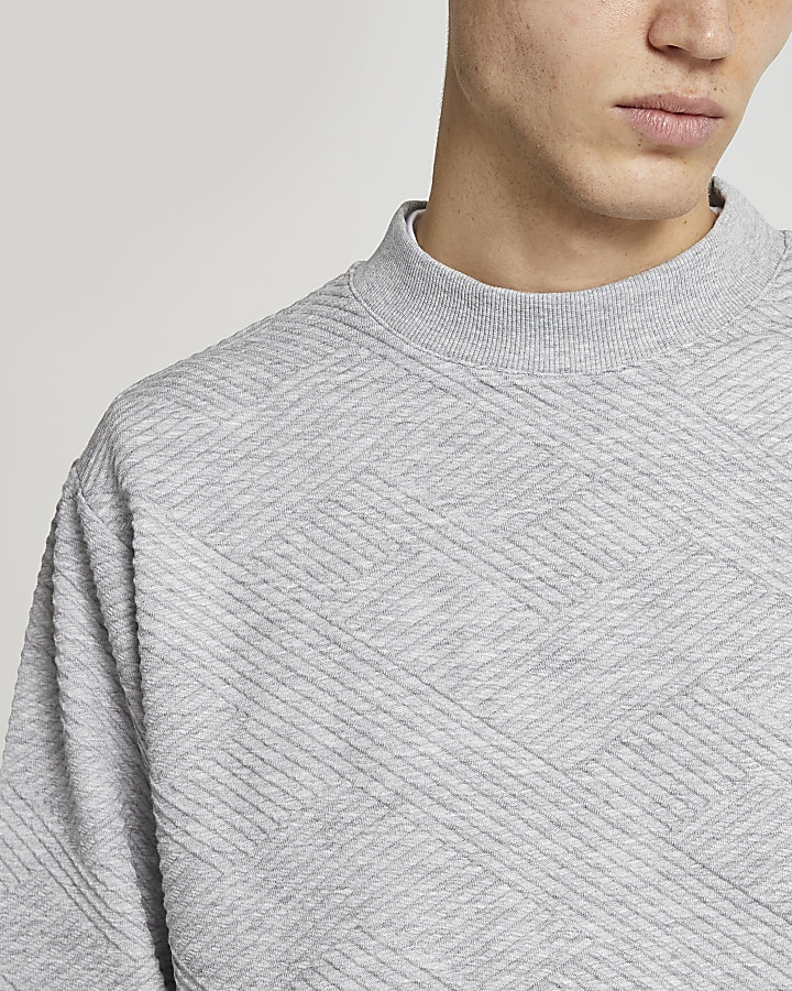 Grey chevron textured sweatshirt