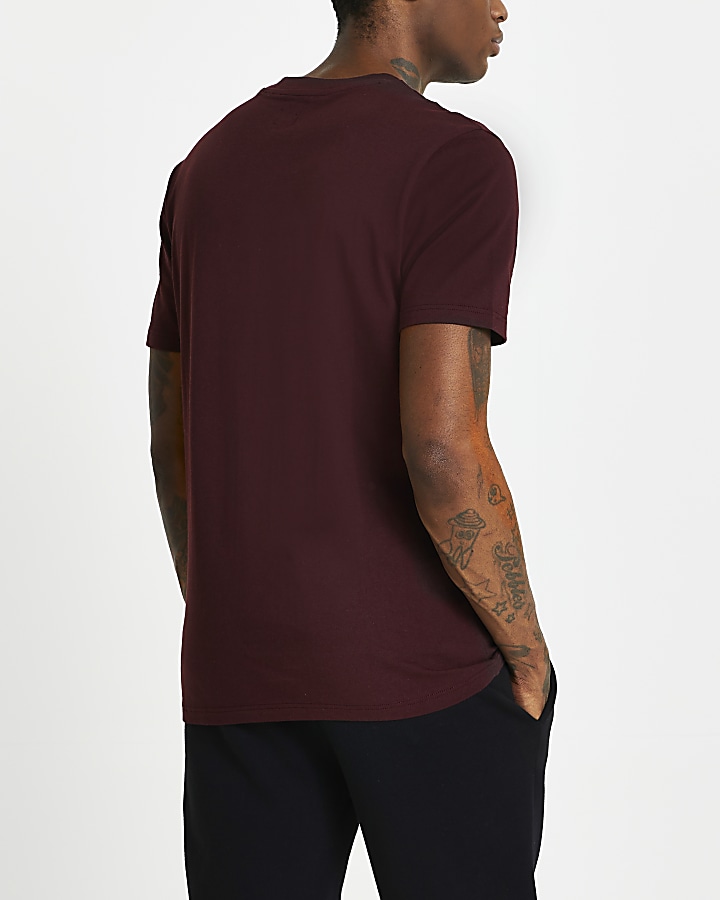 Prolific red slim fit embroidered t-shirt