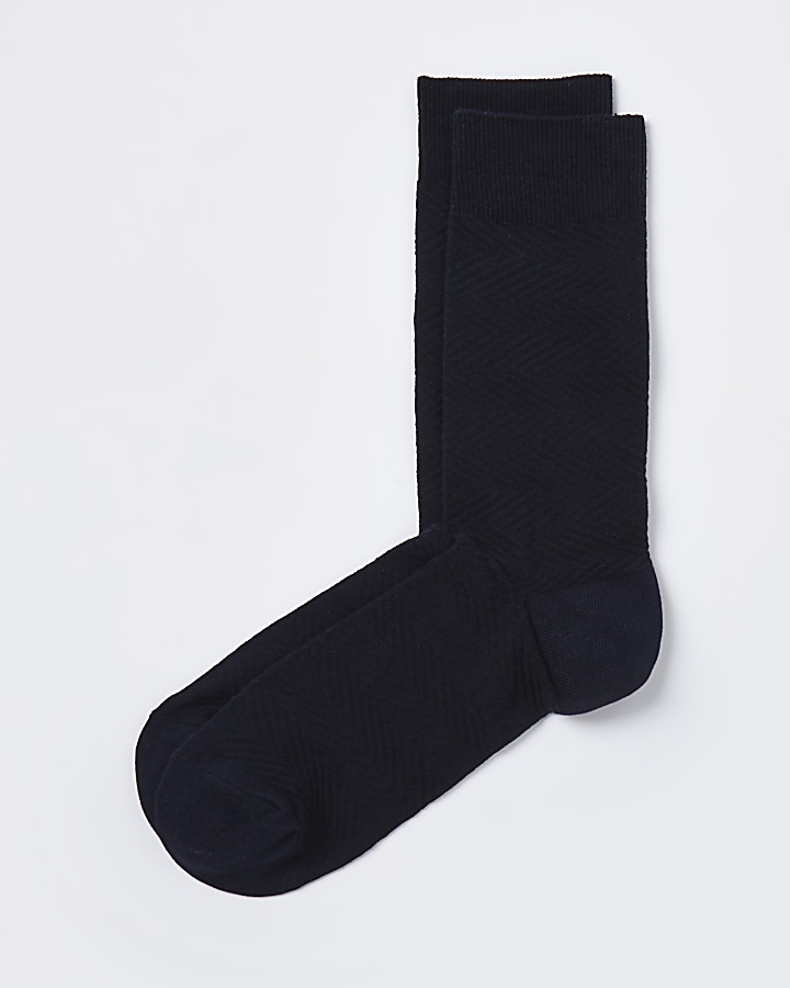 Navy chevron print socks 1 pair