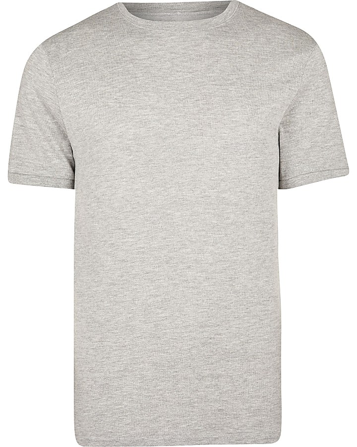 Grey slim fit short sleeve t-shirt