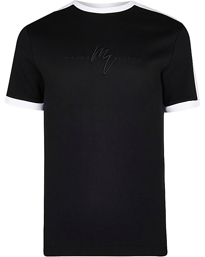 Maison Riviera black colour block t-shirt