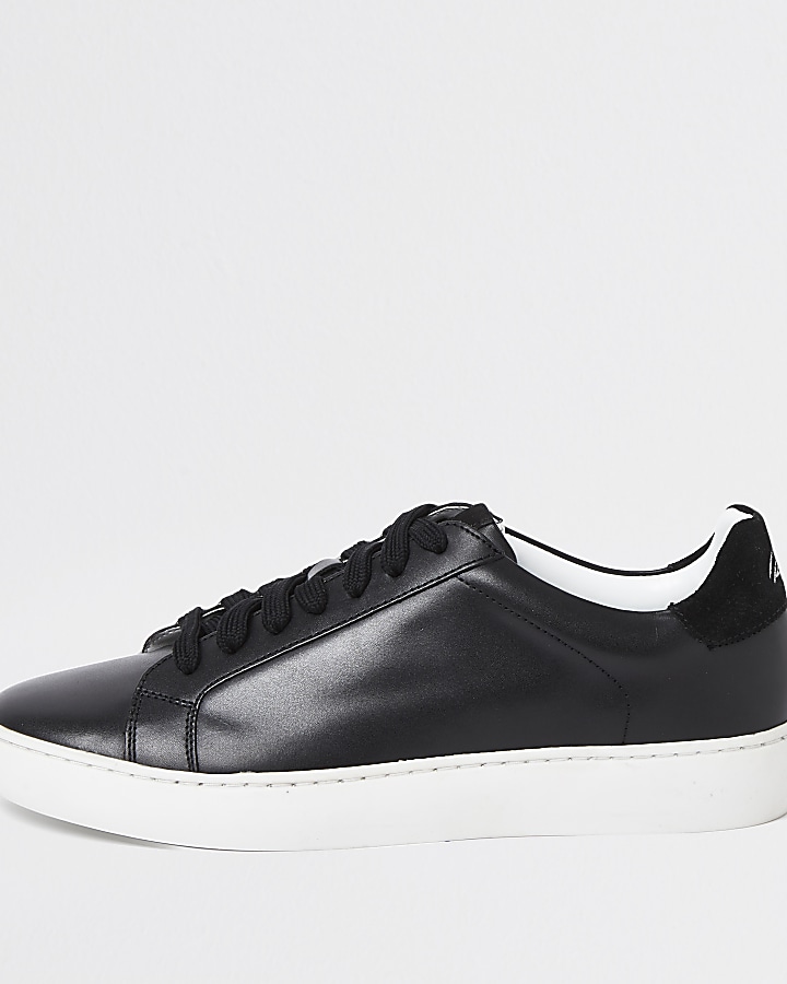 Black leather trainers