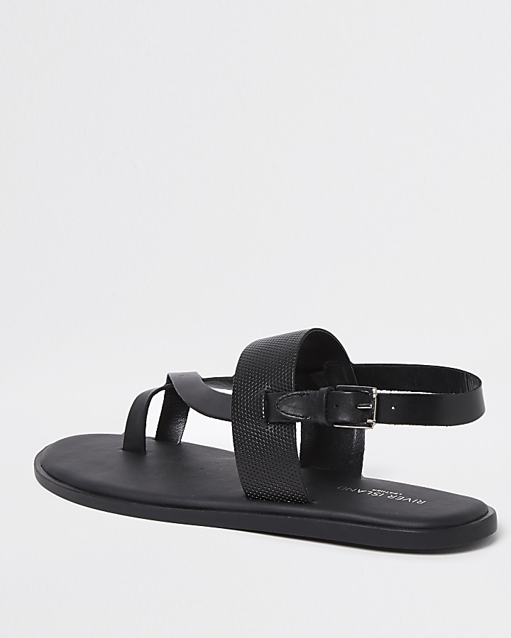 Black leather strap sandal
