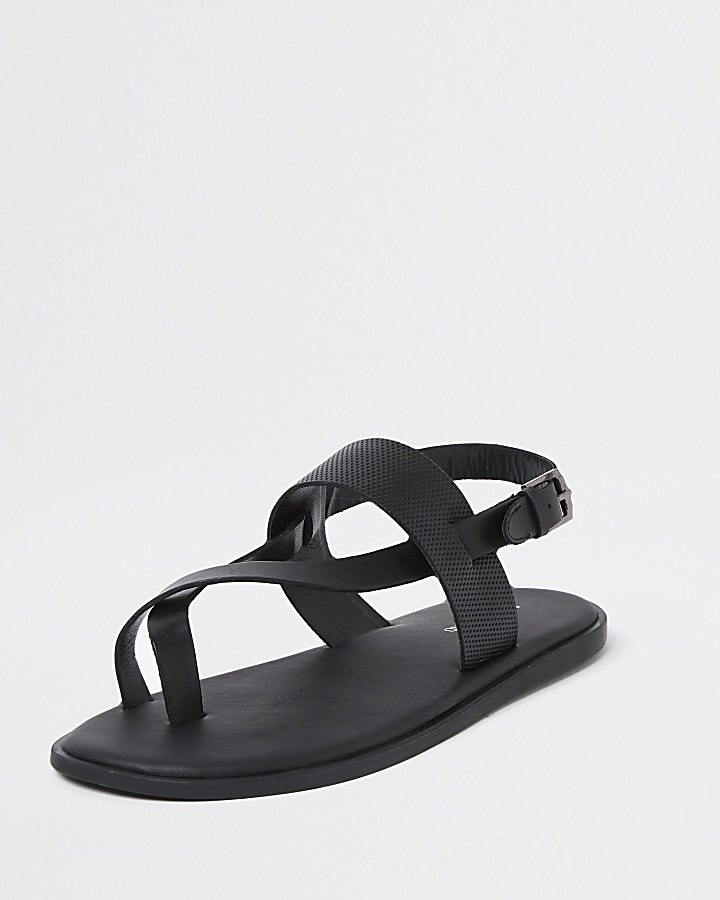 Black leather strap sandal