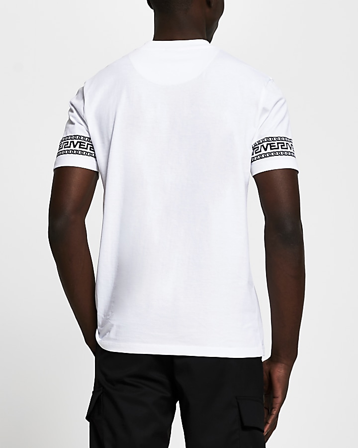 White monogram sleeve slim fit T-shirt