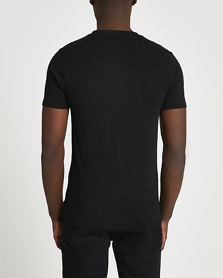 Black v neck muscle fit t-shirt