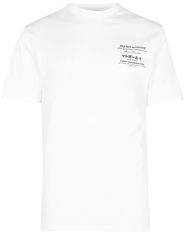 White graphic short sleeve t-shirt