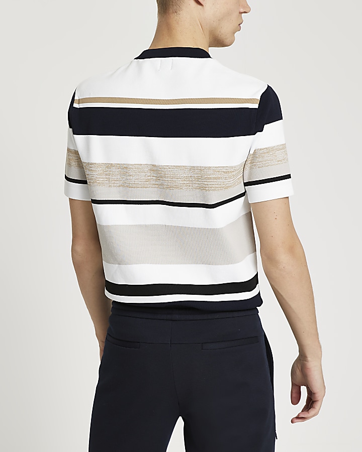 Stone stripe slim fit short sleeve t-shirt