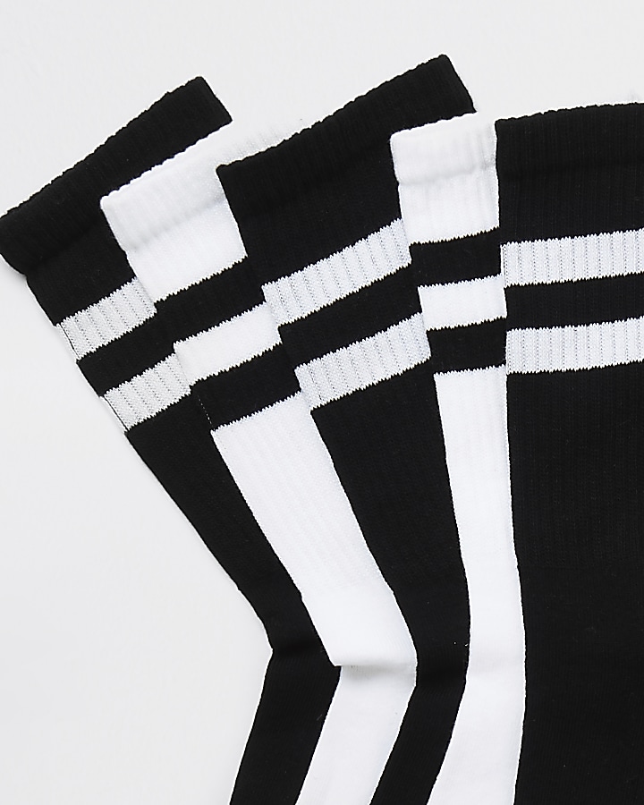 Black stripe design socks 5 pack