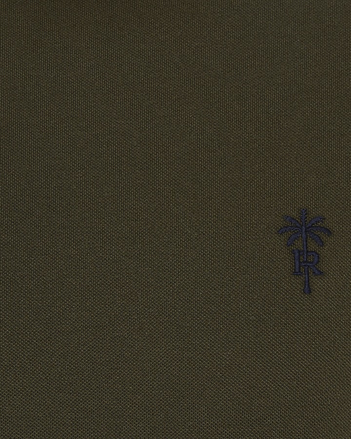 Khaki 'RR' palm trees logo slim fit t-shirt