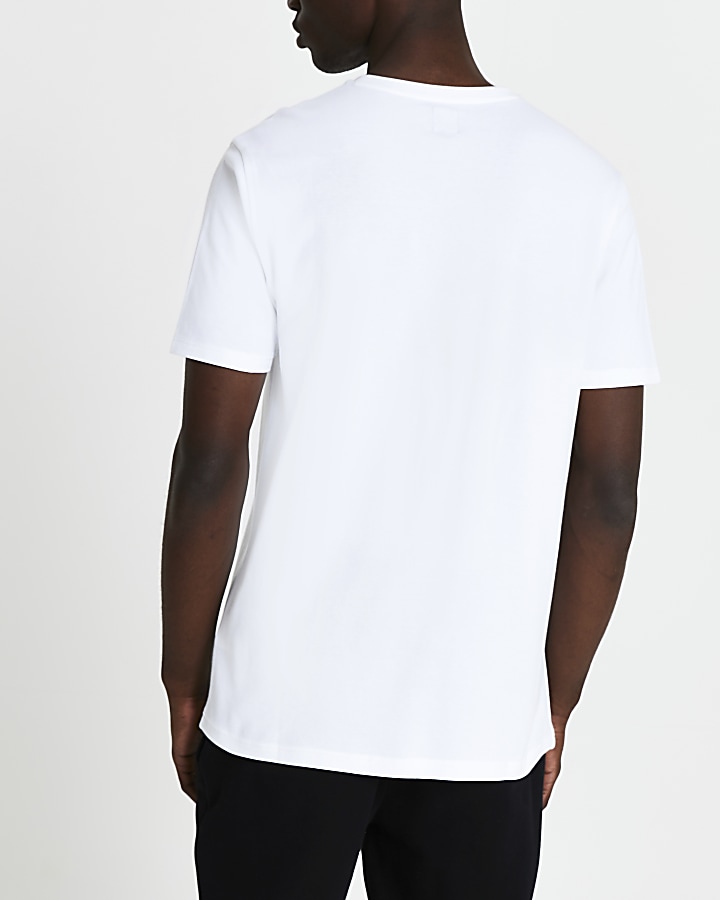 White 'RR' palm trees logo slim fit t-shirt