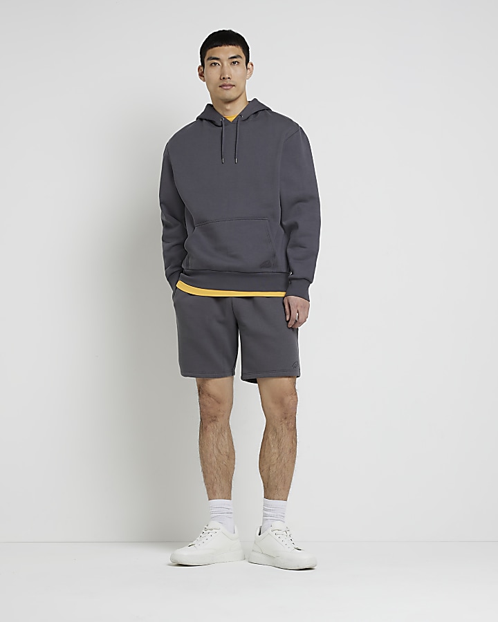 Grey RI slim fit jersey shorts | River Island