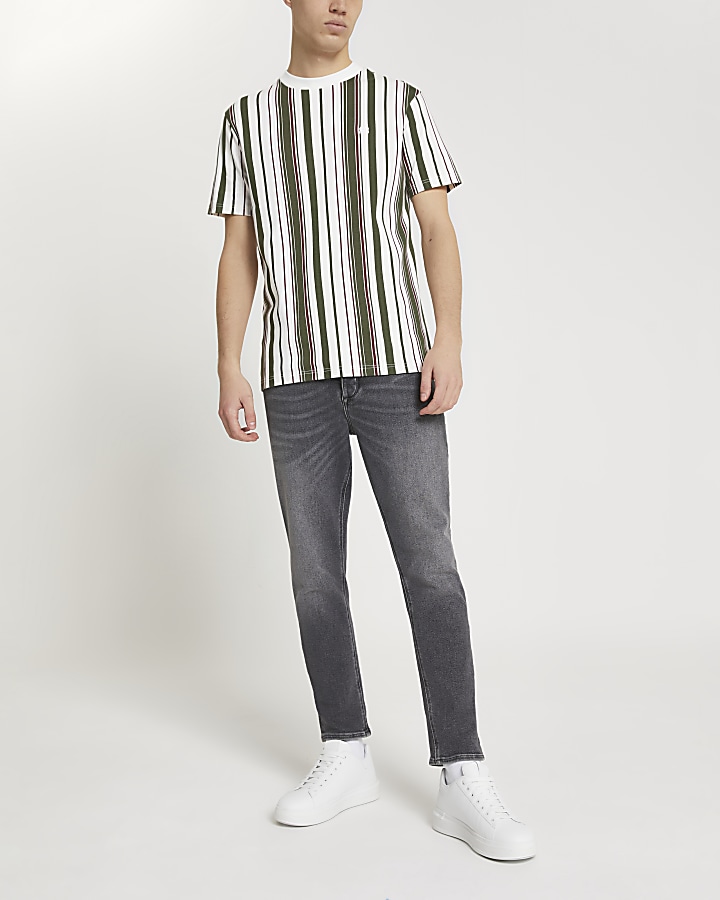 Khaki 'RR' stripe slim fit t-shirt