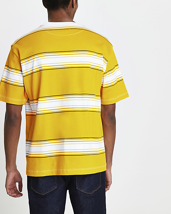 Yellow oversized fit graphic stripe t-shirt