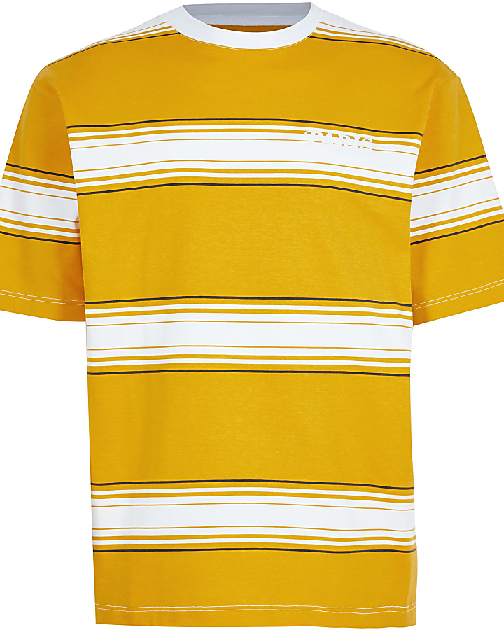 Yellow oversized fit graphic stripe t-shirt