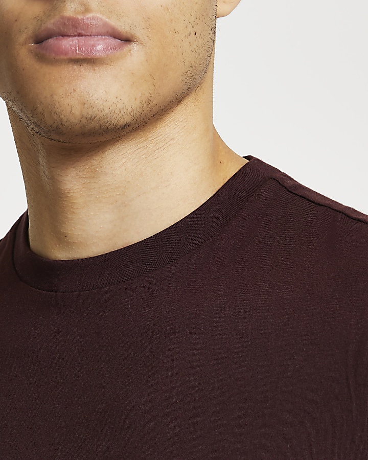 Dark red short sleeve slim fit t-shirt