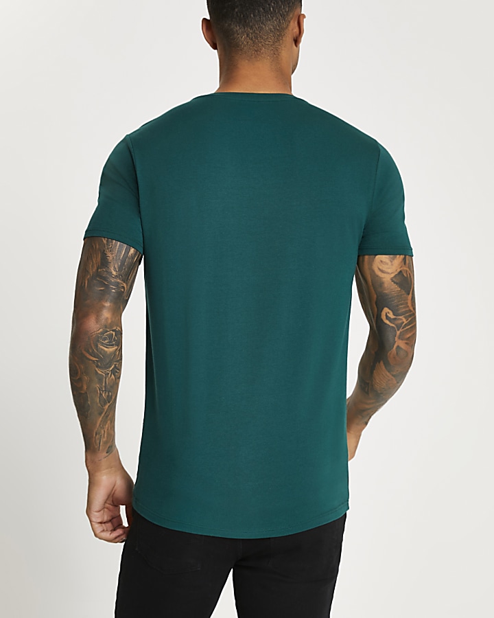 Green muscle fit short sleeve t-shirt