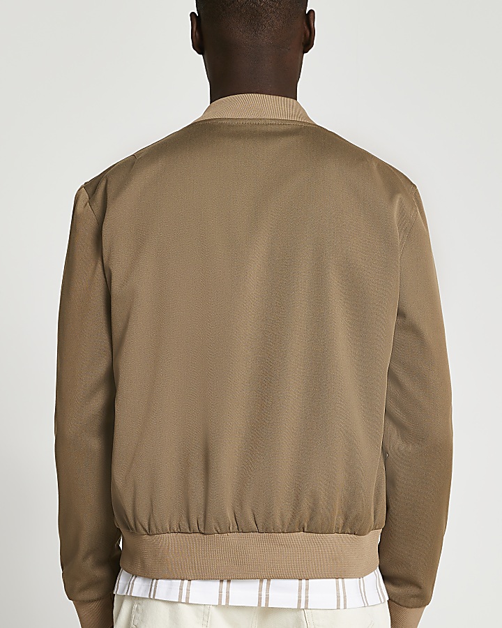 Brown zip thru bomber jacket