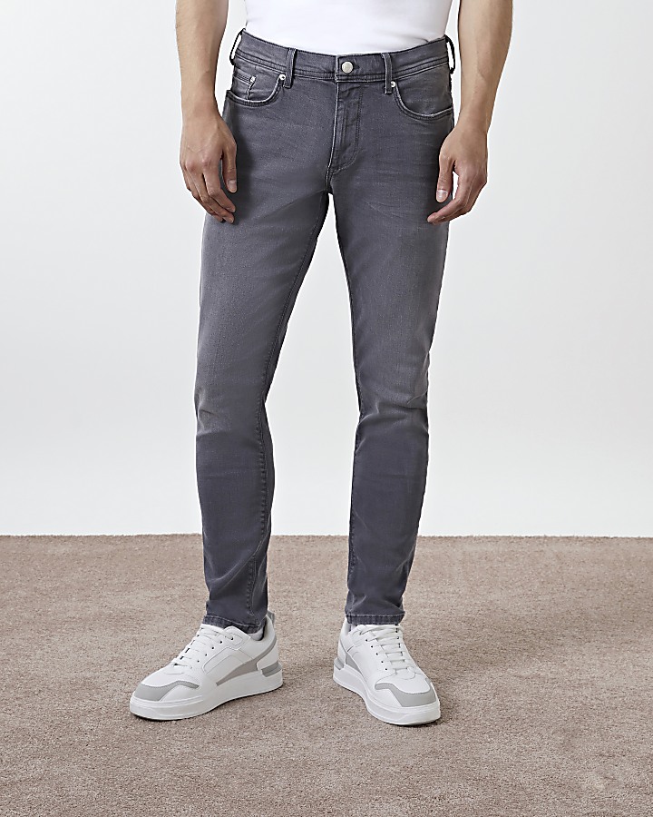 Grey washed skinny fit jeans